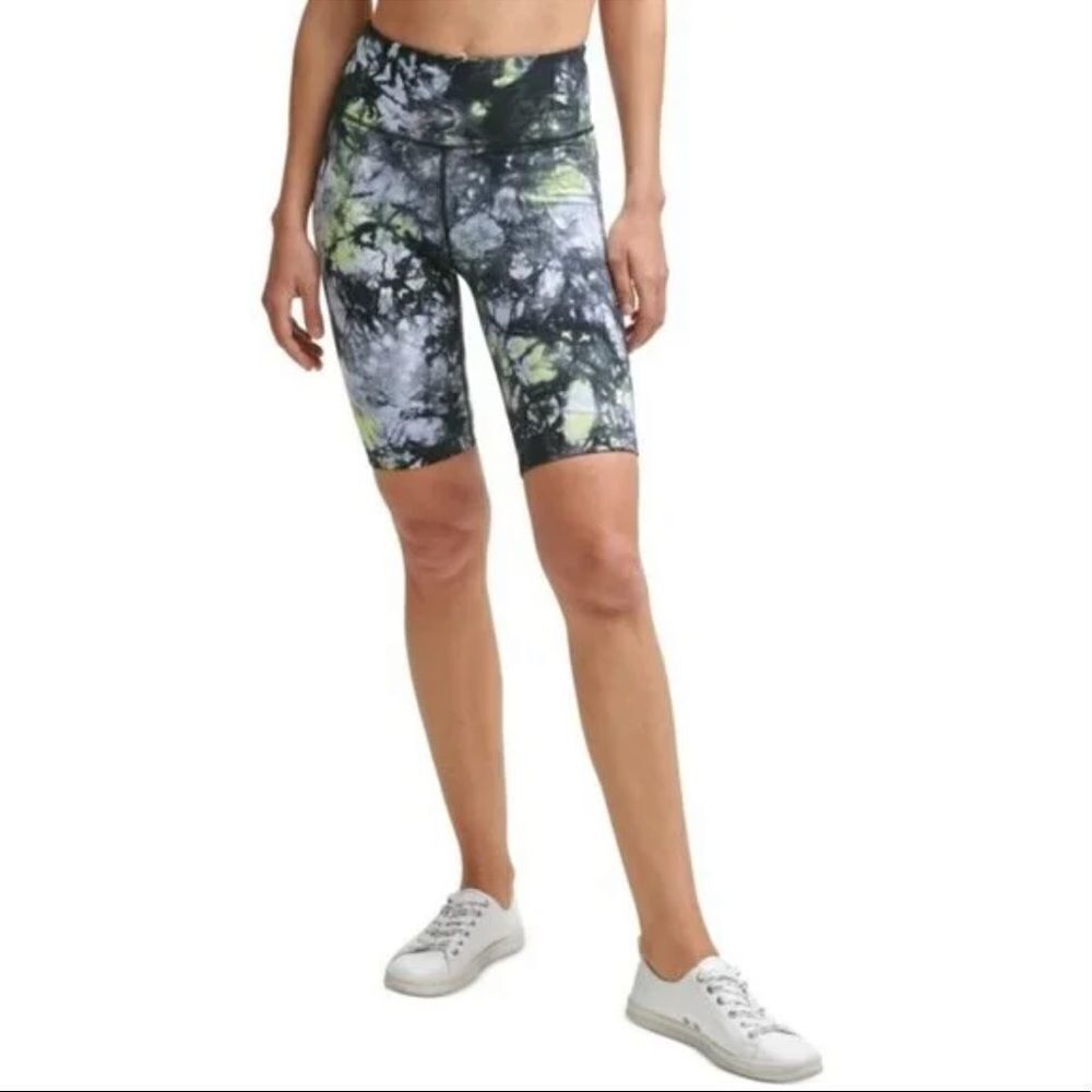 Calvin Klein Black Oslo Tie-Dyed High-Waist Bike Shorts Women's Extra Small NWT